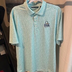 PGA Tour Men's Aqua Patterned Polo Shirt